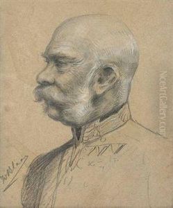 Kaiser Franz Josef - Profilbildnis by Joseph Blaas