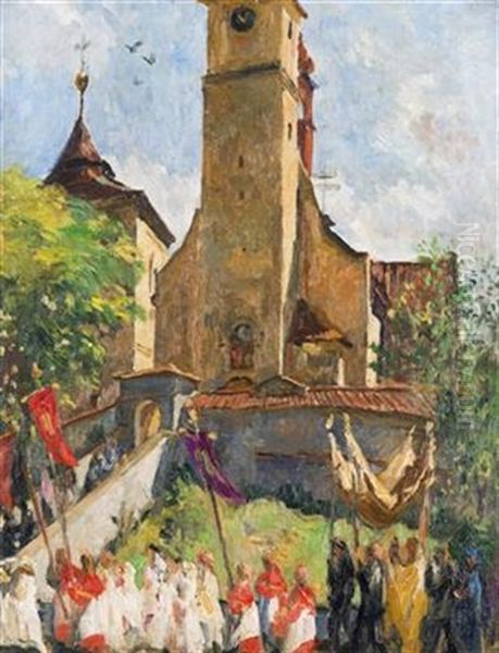 Procession In Front Of A Church - view 1