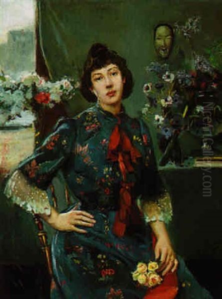 Portrait Of A Lady Amongst Flowers - view 1
