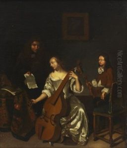Interior Med Musicerande Sallskap by Jacob Ochtervelt