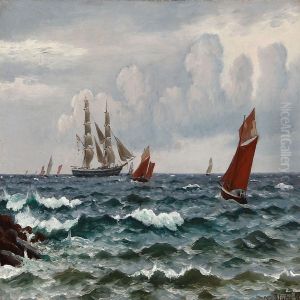 Boats And Ships Near A Coast by Christian Vigilius Blache