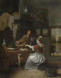 Die Musikstunde by Jacob Ochtervelt