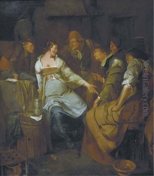 A Young Courtesan With Other Figures Making Merry In An Inn - view 1