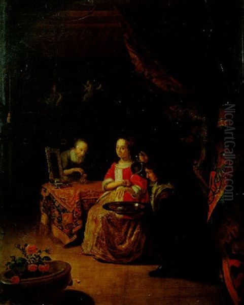 Interieur Mit Einer Dame, Ihrer Magd Und Einem Diener - view 1