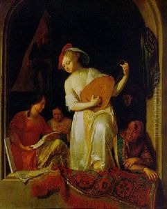 Musicians In A Niche by Jacob Ochtervelt