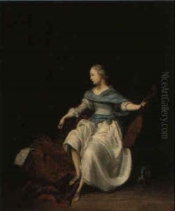 A Lady Seated, Holding A Viola Da Gamba And A Bow