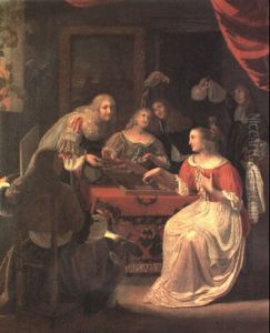 Elegant Company Playing Backgammon In An Interior