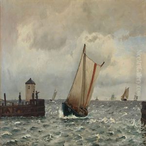 Harbour Scene From Dragor, Denmark by Christian Vigilius Blache
