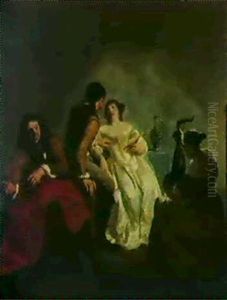 Two Musicians Playing To An Amorous Couple by Jacob Ochtervelt