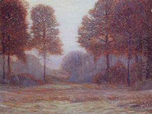 An Extensive Fall Landscape At Dusk by Leonard Ochtman