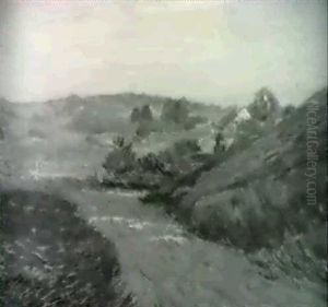 Late Afternoon Sunlight/a Connecticut Landscape by Leonard Ochtman