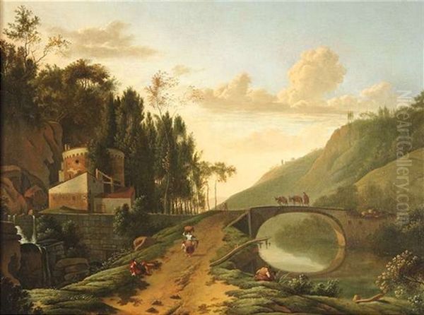 Ideale Italienische Fluslandschaft Mit Einer Brucke - view 1
