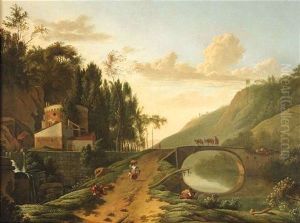 Ideale Italienische Fluslandschaft Mit Einer Brucke by Arien Ocker