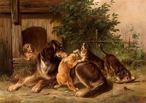 Hundefamilie by Carl Friedrich Ockert