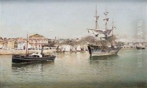 Barcos En La Bahia, 1890 Barcos En La Bahia, 1890