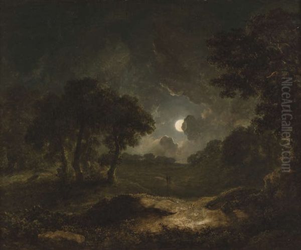Two Figures In A Moonlit Landscape - view 1