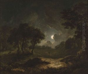 Two Figures In A Moonlit Landscape Two Figures In A Moonlit Landscape