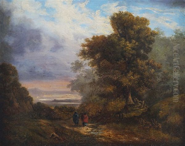 View Of Howth Overlooking Dublin Bay With Figures In A Wooded Landscape - view 1
