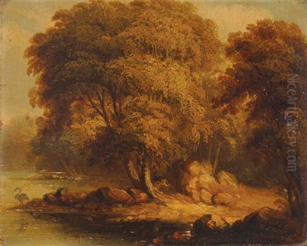 A Wooded River Landscape With A Heron - view 1