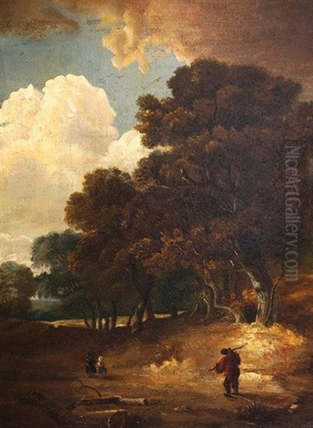 Wooded Landscape With Figures On A Track - view 1