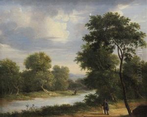 Angler In A River Landscape Angler In A River Landscape