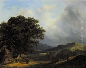Rural Landscape With A Figure On The Roadway