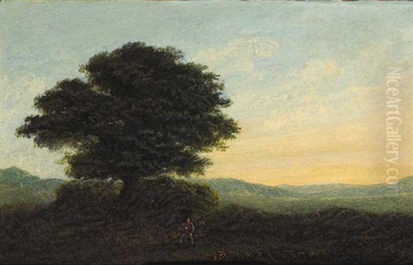 Figure Beneath A Tree In An Extensive Landscape - view 1