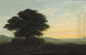 Figure Beneath A Tree In An Extensive Landscape by James Arthur O'Connor