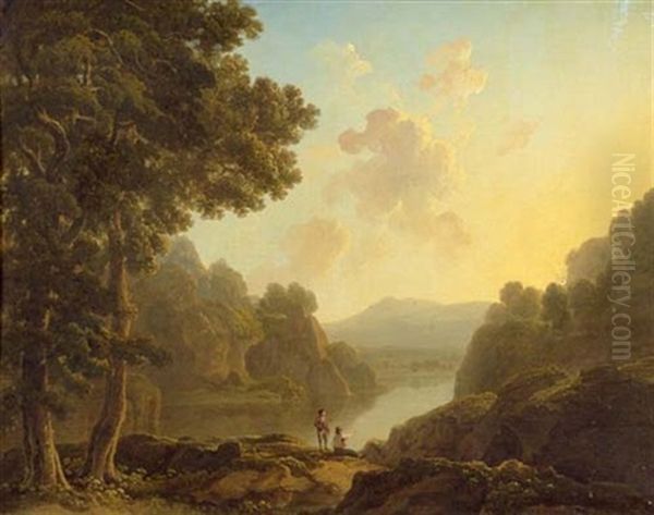 Flusslandschaft Mit Zwei Figuren - view 1