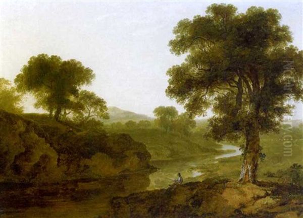 A Landscape With A Fisherman By A River - view 1