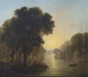 View On The Shannon, With Figures In A Rowing Boat