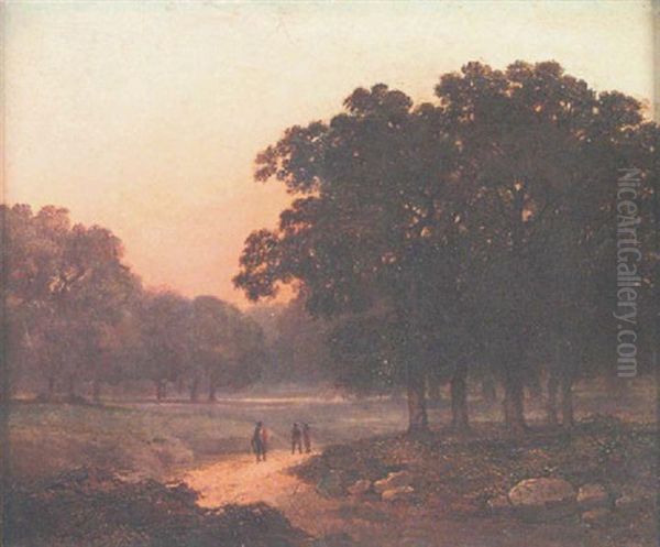 Figures On A Woodland Path - Twilight - view 1