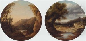 A Shepherd In A Mountainous Lake Landscape by James Arthur O'Connor