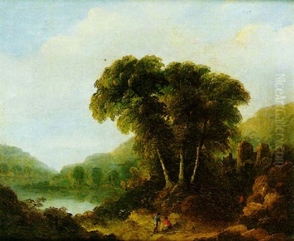 Landscape With A View Of A Lake And Ruins - view 1