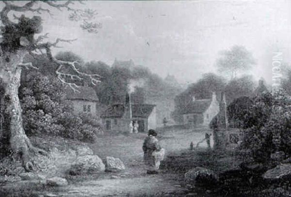 Figures In A Village Street - view 1