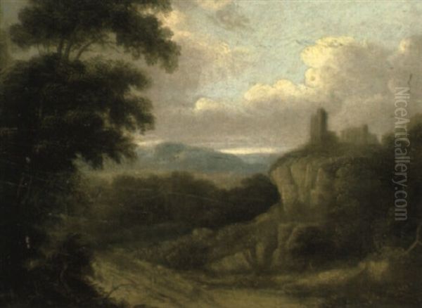 A Wooded Landscape With A Castle On A Hill - view 1