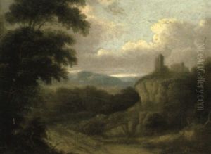 A Wooded Landscape With A Castle On A Hill by James Arthur O'Connor