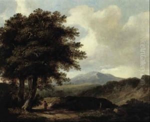 Figures And A Dog On A Path