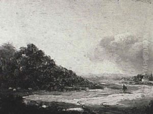 Landscape With Distant Windmill & Landscape With Figures On A Path by James Arthur O'Connor