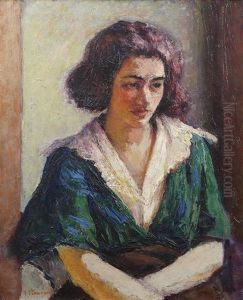 Le Chale Bleu Or The Blue Shawl by Roderic O'Conor