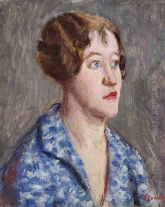 Portrait Of A Woman With A Blue Top