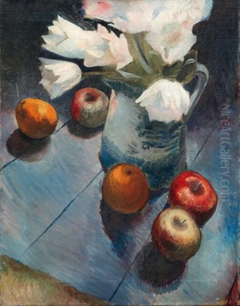 Nature Morte Aux Pommes Et Au Pot De Pivoines - view 1