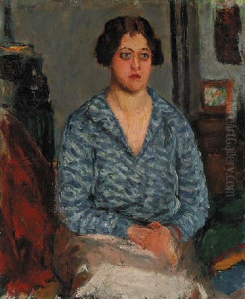 Portrait Of A Seated Woman; Le Corsage Bleu - view 1