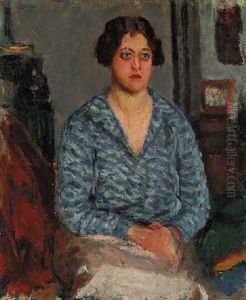 Portrait Of A Seated Woman; Le Corsage Bleu by Roderic O'Conor