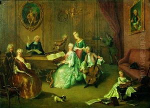 Une Reunion Musicale Dans Un Salon Rococo by Francois Octavien