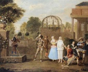 Scene De La Comedia Dell'arte Avec Arlequin by Francois Octavien