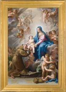 Der Heilige Felix Von Cantalice Vor Der Madonna Mit Dem Christusknaben Der Heilige Felix Von Cantalice Vor Der Madonna Mit Dem Christusknaben