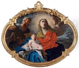 Le Repos De La Sainte Famille Pendant La Fuite En Egypte by Giovanni Odazzi
