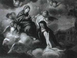 The Madonna Presenting Saint Catherine Of Sienna With A     Rosary