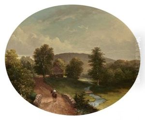 Horse And Rider Crossing A Bridge In The Countryside by Walter Mason Oddie